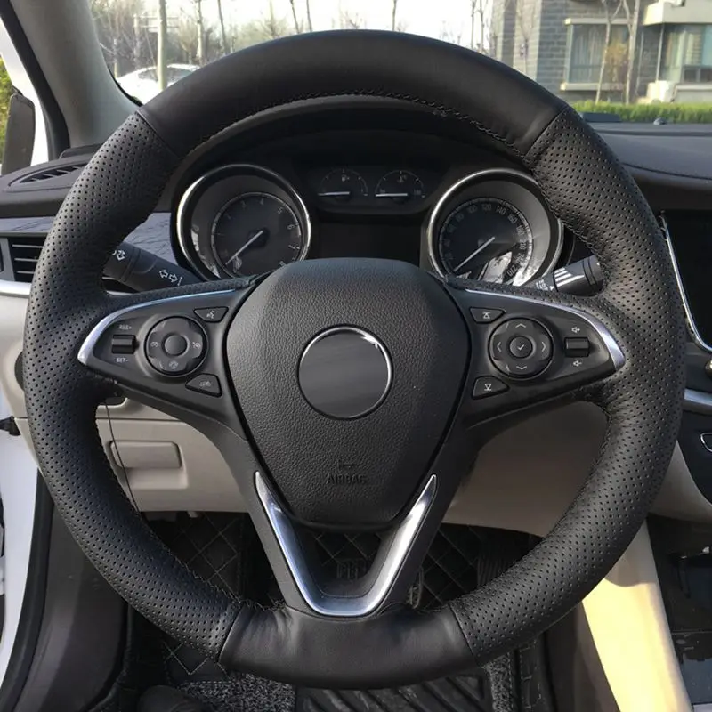 GNUPME рука сшитый черный кожаный чехол на руль для Buick Envision Verano 2005-2015 Автомобиль