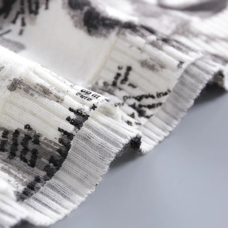 2018 весна осень модные женские свитера оверсайз повседневные длинные с принтом