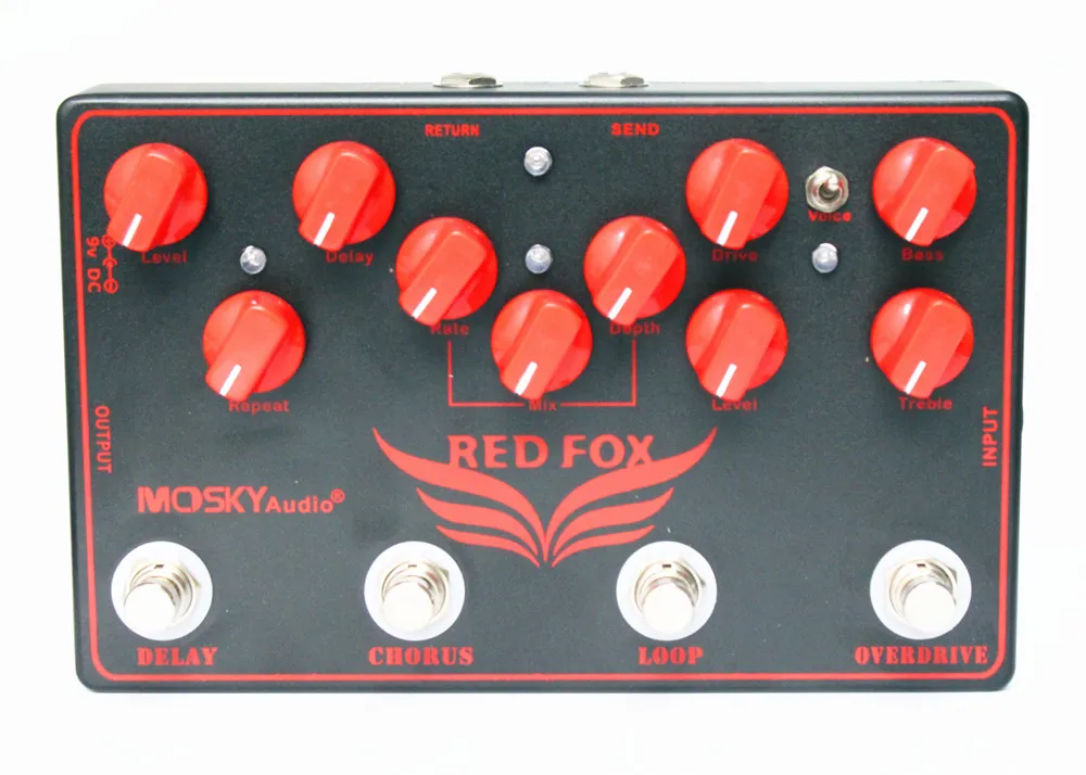 Аксессуары для гитары RED FOX педаль Overdrive петля хор задержка 4 эффектов в 1 блок