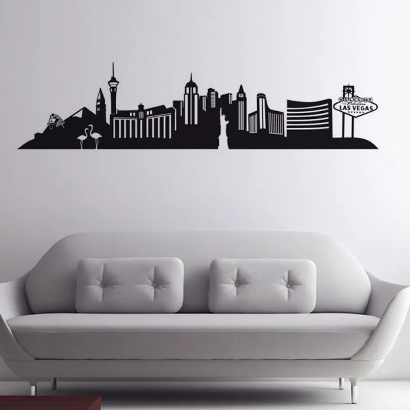 

Free Shipping Large Size Las Vegas Wall Decal City Mural Livimg Room Self Adhesive Hollow Out Waterproof Art Home Decor