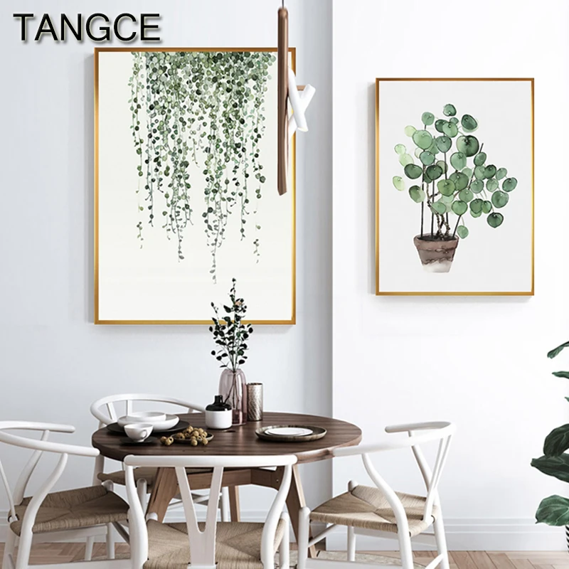 Nordic Стиль зеленый лист украшение кактус Завод холст картины Wall Art Для Гостиная