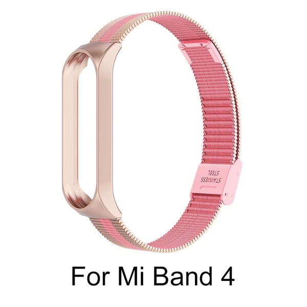 Mi 4 Rose pink Для Xiaomi mi band 4 металлический ремешок из нержавеющей стали для mi Band 4 ремешок с пряжкой для Xiaomi mi Band 3 аксессуары браслет - Цвет: Mi 4 Rose pink