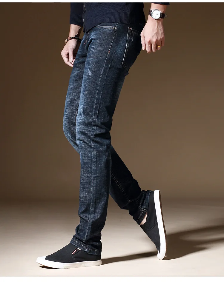 Men's Stretch Jeans Fashion Business Classic Style Autumn Straight Fit Jeans Regular Casual Denim Pants Male Cowboy Trouser