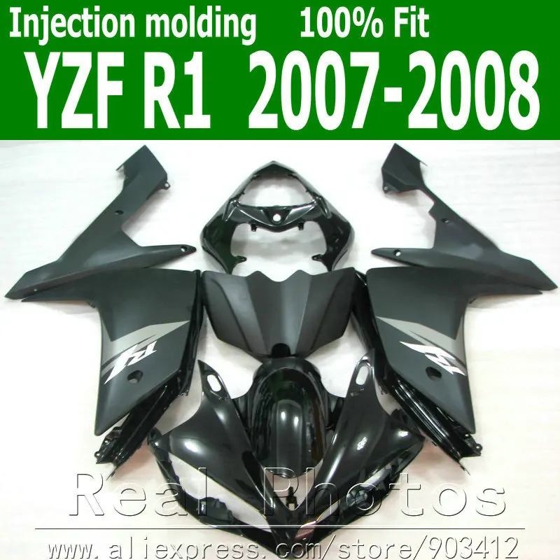 

Free shipping fairing kit for YAMAHA Injection molding R1 2007 2008 all matte black fairings set YZF R1 07 08 NB39