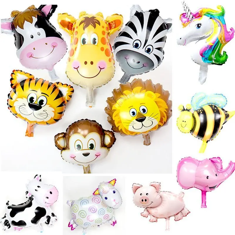 1Pcs Jungle Animal Tiger Lion Zebra Monkey Giraffe Cow Air Helium Foil Balloon Kid Birthday Party Decoration Zoo Theme Supply | Дом и сад