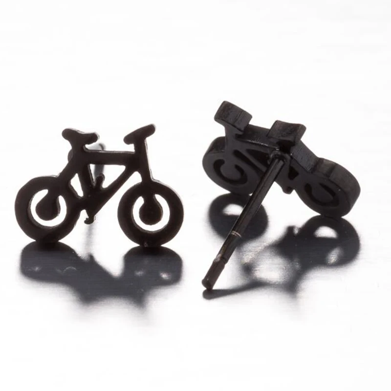 Yiustar Simple Elegant Cute Charming Sweet Bike Earrings Graceful Stainless Steel Studs Ear For Women Girls Decoration Jewelry | Украшения