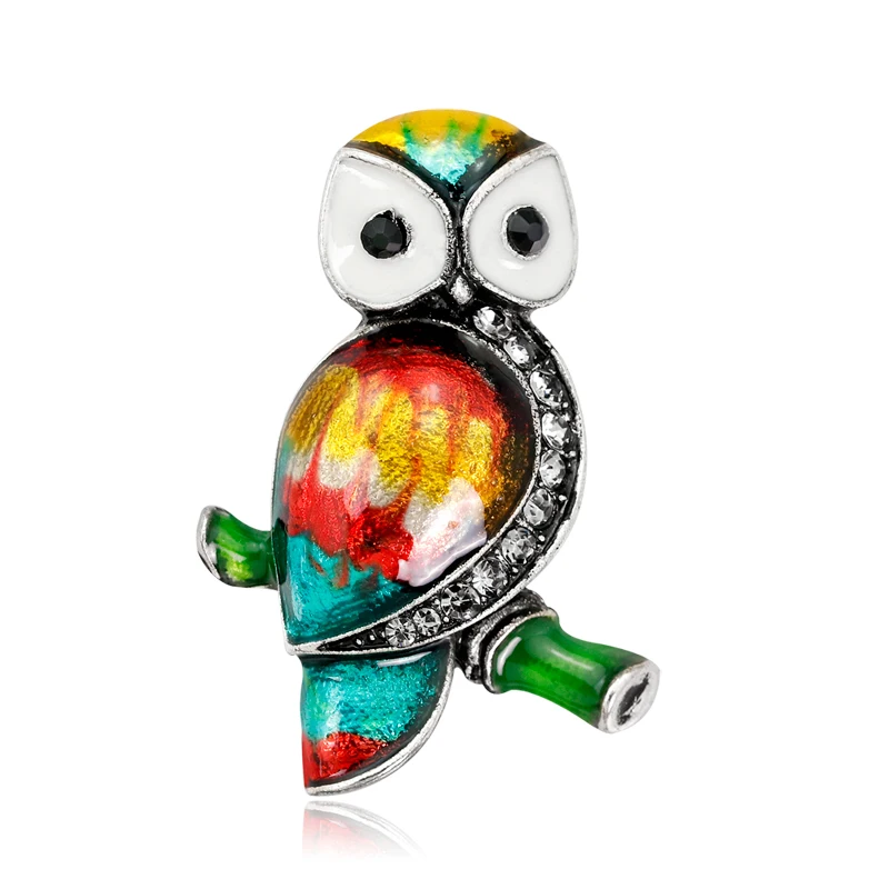 Винтаж эмаль стразы Сова филиал Bird Броши для Для женщин мужчин Букеты Свадебные