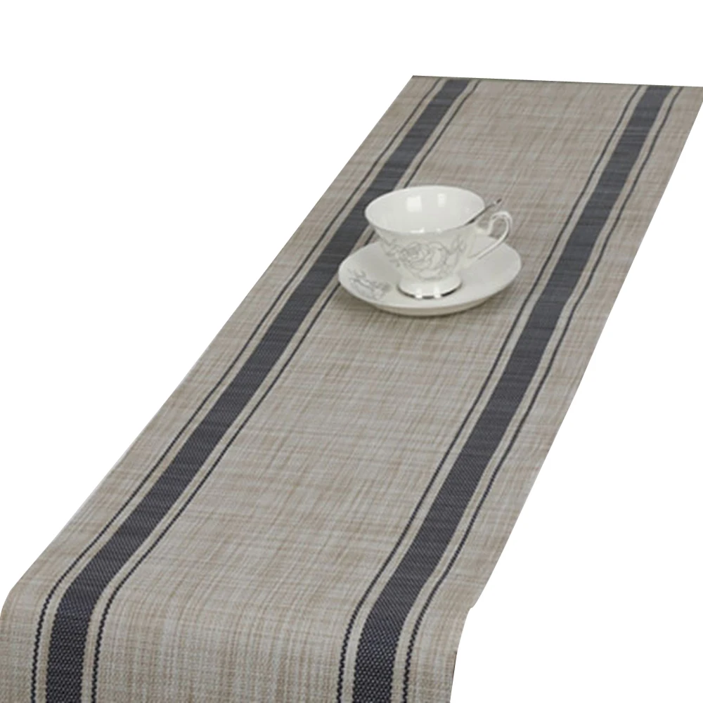 

30x135cm Waterproof PVC table runner Linen stripe pattern table runner wedding home diy table decoration festival party decorati