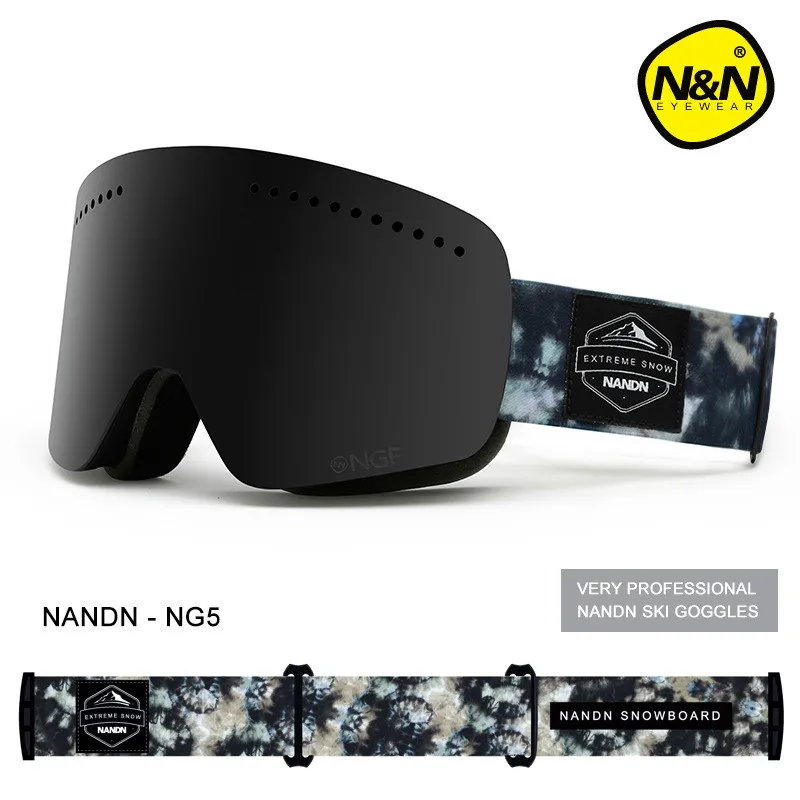 NANDN лыжные очки двойные UV400 Анти-туман большие Лыжные маски очки для мужчин и женщин Снег Сноубординг очки многофункциональные лыжные очки - Цвет: Black Black