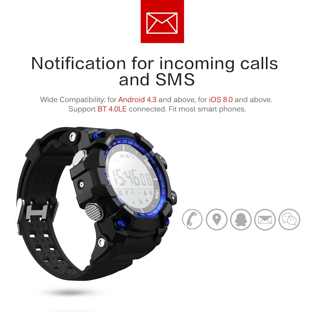 D watch01A спортивные мужские наручные часы умные беспроводные Смарт для звонков SMS