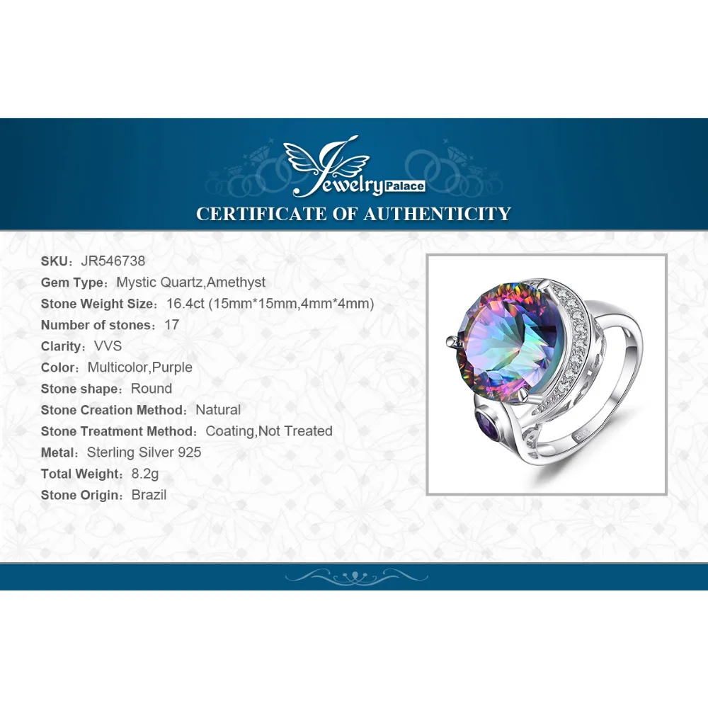 Фирменная Новинка 8.5ct Подлинная Радуга своих Мистик Топаз твердый 925 Серебряное