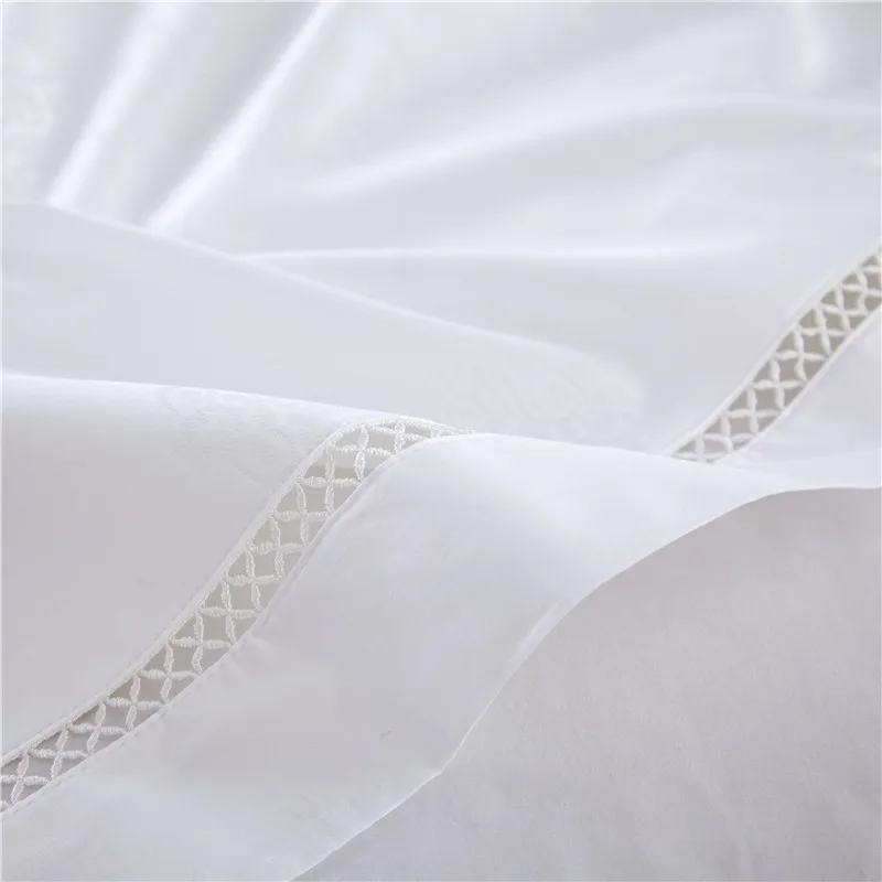

800TC white egyptian cotton satin jacquard bedding set King Queen size luxury hotel 4pcs bedsheet flat sheet duvet cover set