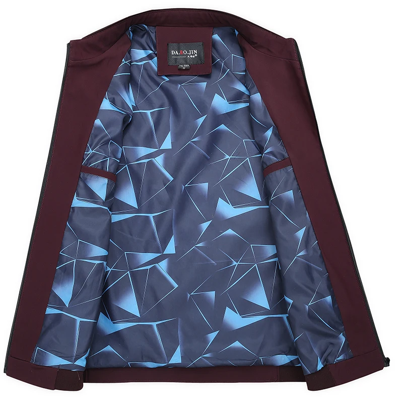 Мужская мешковатая куртка с воротником стойкой Классическая однотонная