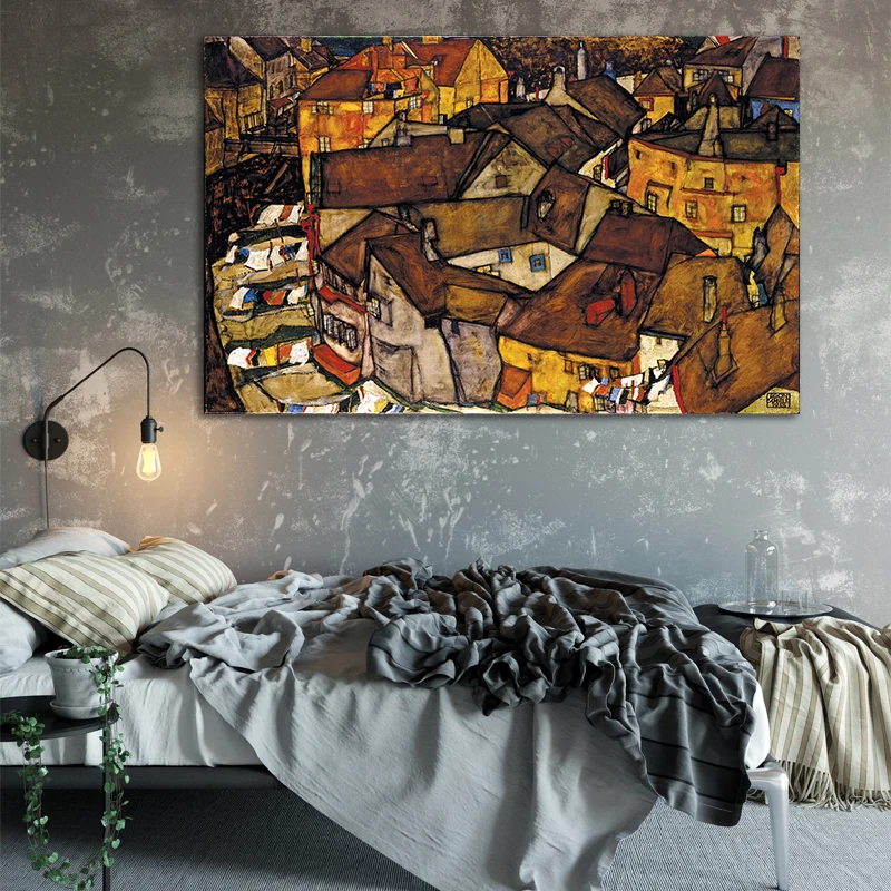 Expressionism Egon Schiele плакат с принтом импрессионистской стены искусства австрийского здания живописный пейзажный на холсте украшение картины