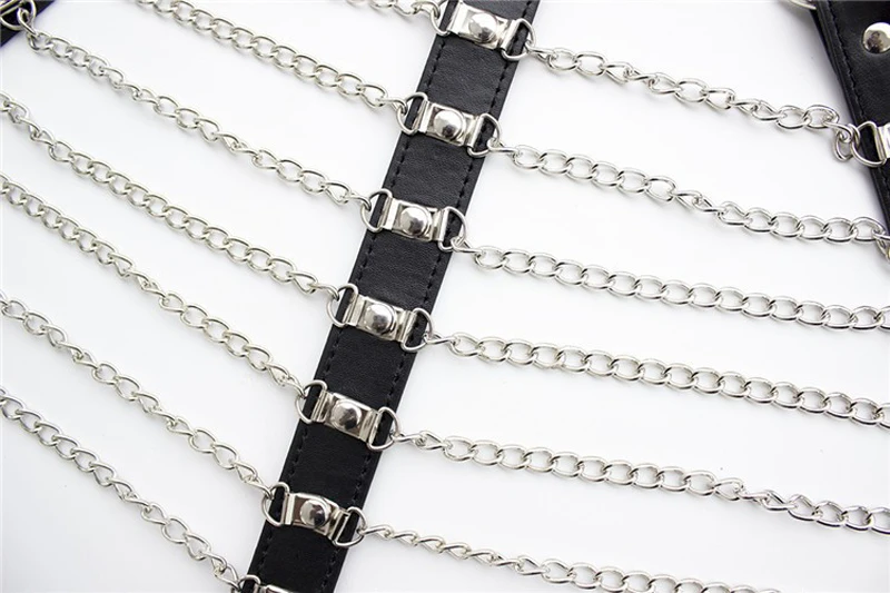 Женское Полосатое нижнее белье с металлической цепочкой готический черный