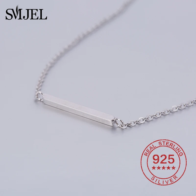 SMJEL 100% Стерлинговое Серебро 925 пробы простое ожерелье для женщин