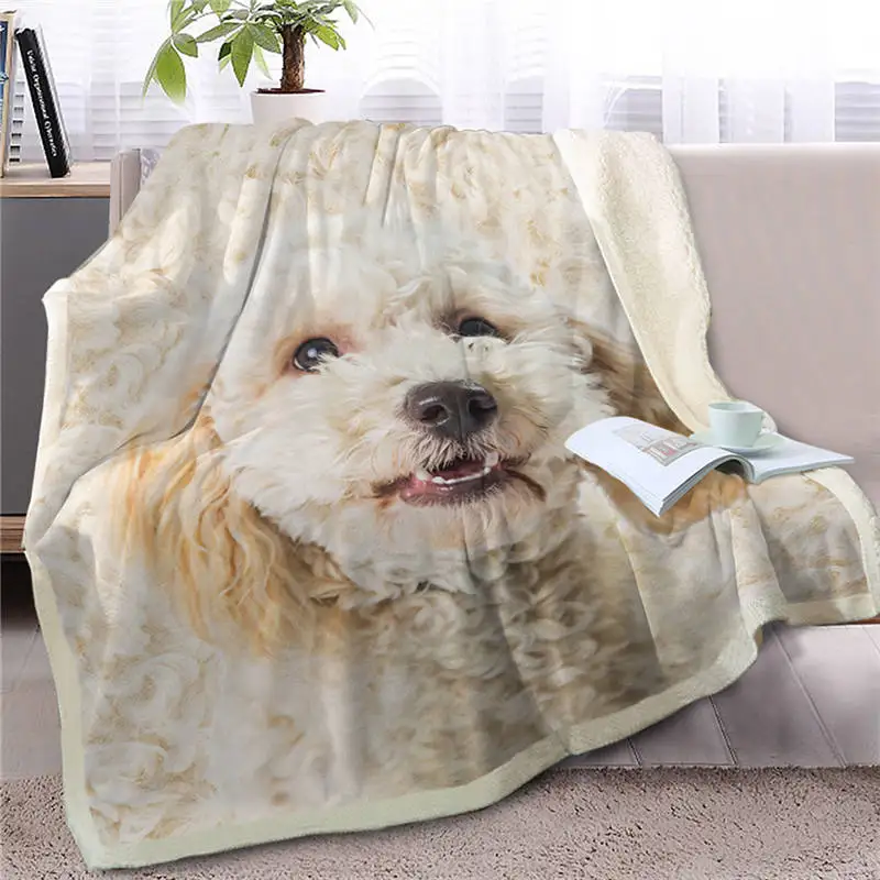 Dog4 Blesslive Ши тцу пледы одеяло для кровати белая собака Мех печати шерпа Флисовое одеяло 3D животных постельные принадлежности щенок плюшевое тонкое одеяло - Цвет: Dog4