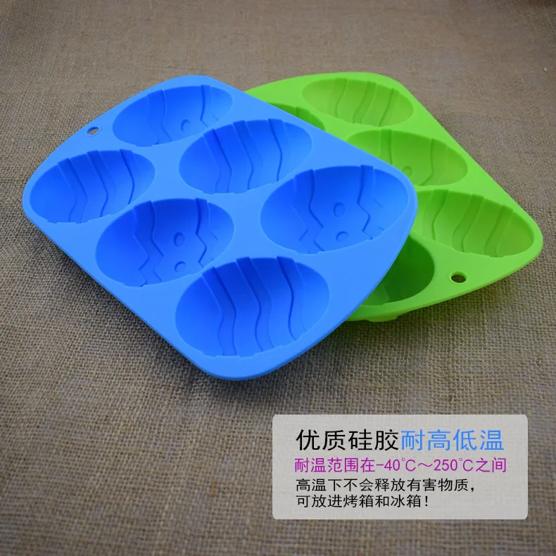6 Dinasour egg holes silicone cake mold Easter shaped handmade soap plastic baking | Дом и сад