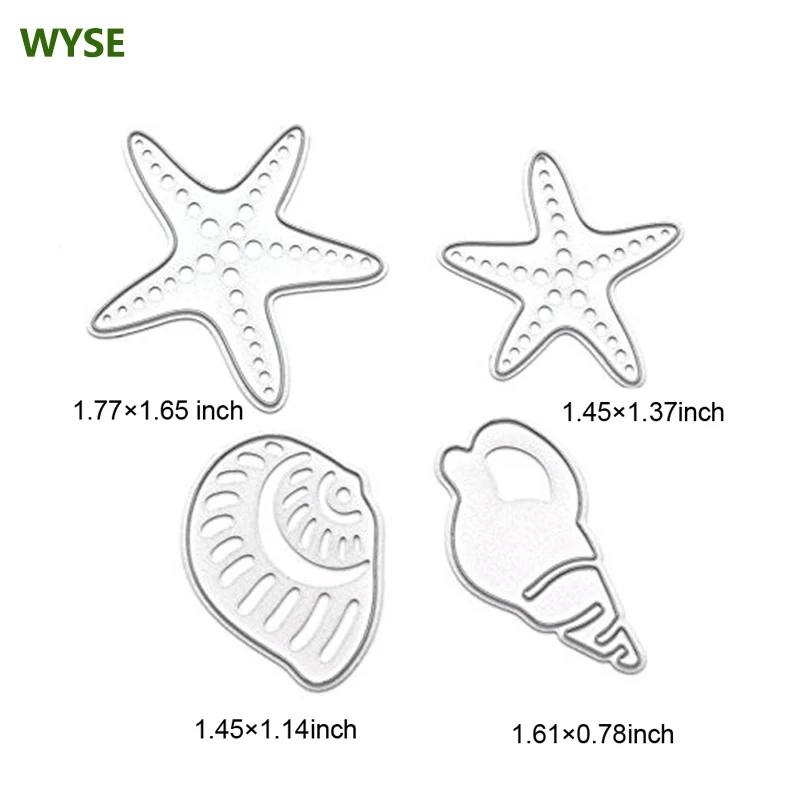WYSE 4 шт. металлические плашки Морская звезда Раковина раковина Ремесло