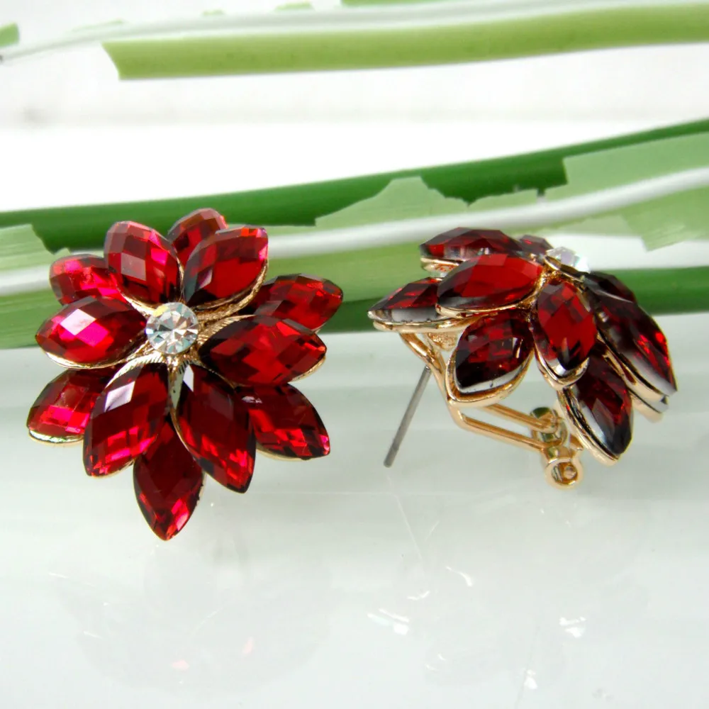 Навачи красный цветок желтый GP горный хрусталь кристалл клип-стенд пирсинг