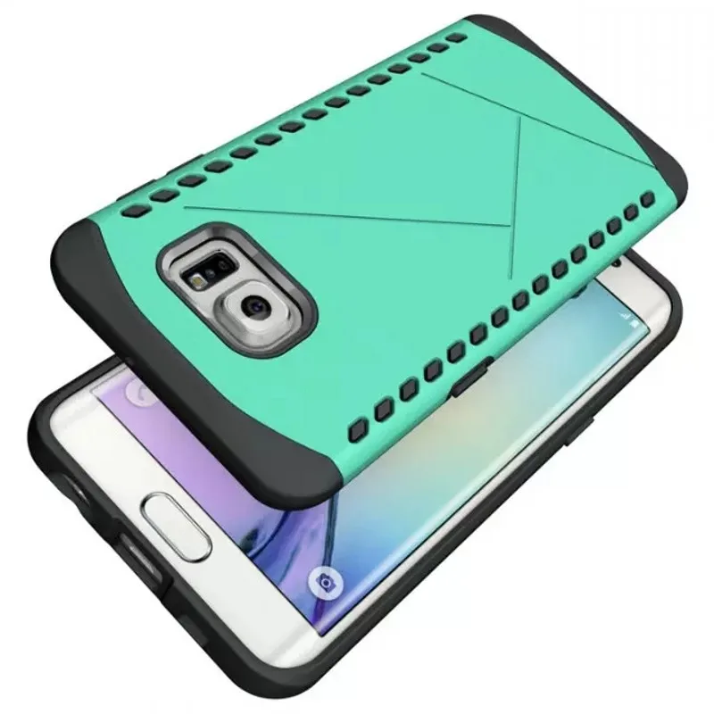 200 Шт. Heavy Duty Броня Чехол для Galaxy S6 Edge G9250 ТПУ & PC Гибридный Защитный Кожи Двойной