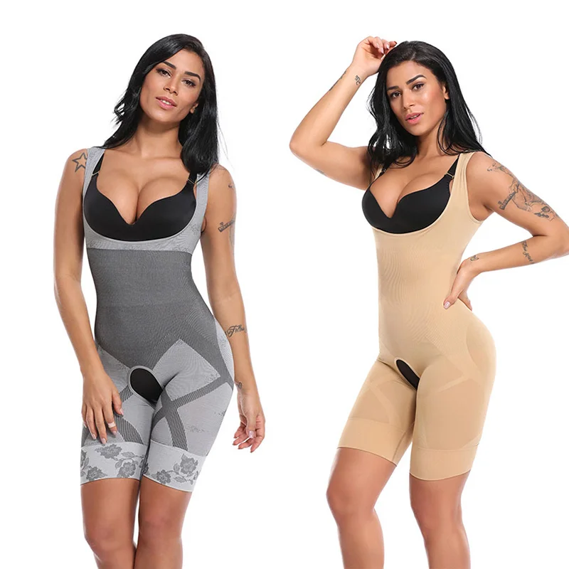 GRAY AND BEIGE 2 шт., женское корректирующее белье для всего тела, утягивающий пояс, Утягивающее боди, Корректирующее белье, корсет для похудения, Корректирующее белье для тела, древесный уголь - Цвет: GRAY AND BEIGE