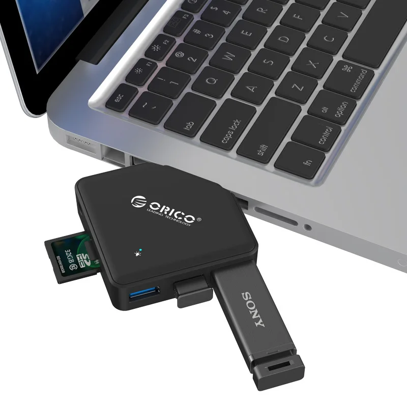 ORICO C3TS-BK Многофункциональный 3 порта USB3.0 концентратор wth кард-ридер для