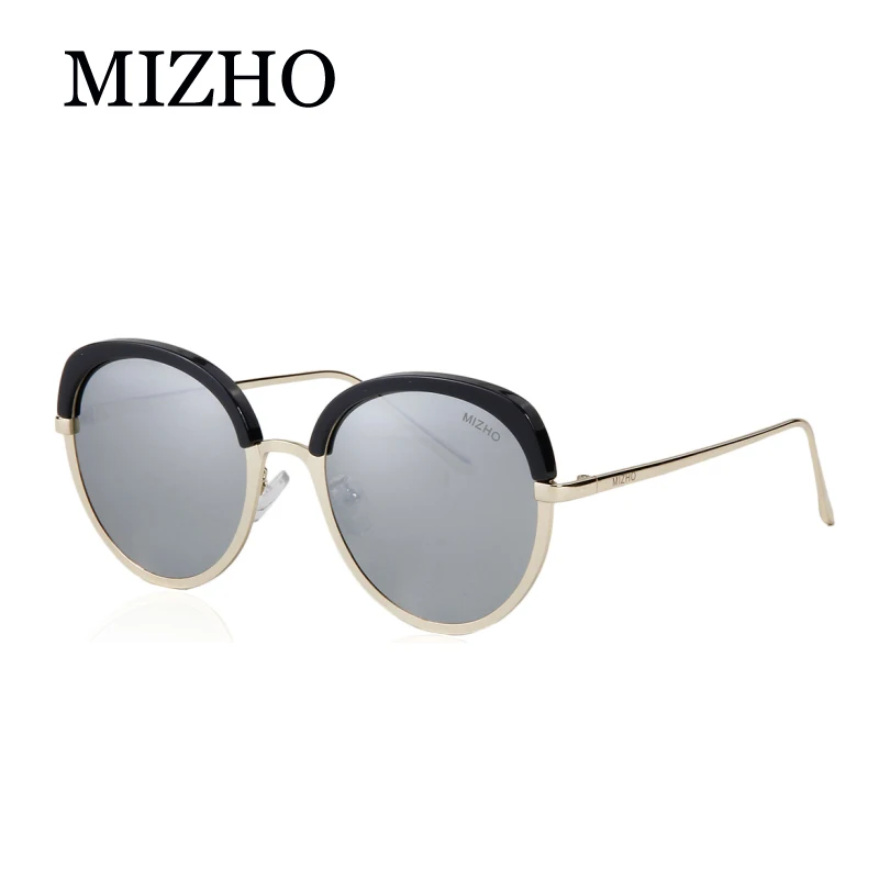 

MIZHO Future Copper Metal Small Polarized Sunglasses Women Cat eye Mirror PINK UV400 Oval Eyewear Woman Sun Glasses Clear Visual