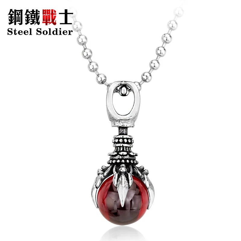 Сталь солдат изысканный нержавеющей стали коготь камень кулон красный черный