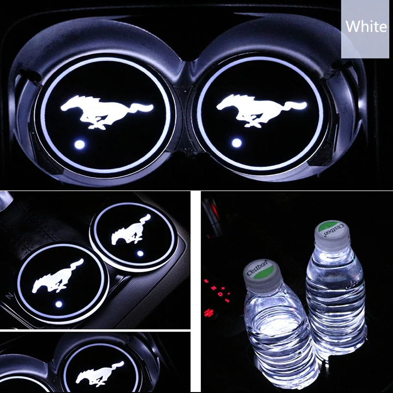 AEING 2 шт./компл. для Ford Mustang логотип значок автомобиля Led блестящая чашка воды паз