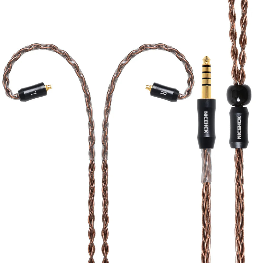 4.4mm With MMCX NICEHCK 8 ядро высокой чистоты Медь кабель MMCX/2Pin 3,5/2,5/4,4 мм разъем для TFZ ZS10 ZSX ZSN C10 C12 C16 V90 BA5 NX7 Pro/DB3/M6/F3 - Цвет: 4.4mm With MMCX
