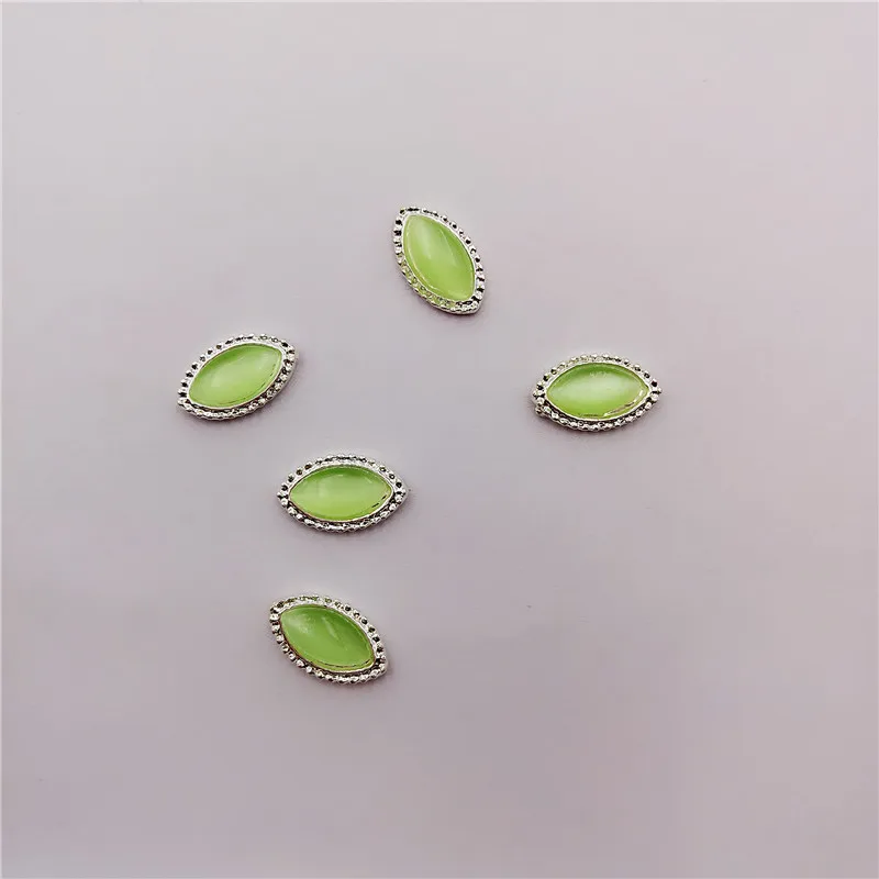 

10 PCS Green Glitter 3D Nail Art Decorations Rhinestone Alloy DIY Decoration For Nails Salon Sticker Supplies Fingertips Jewelry