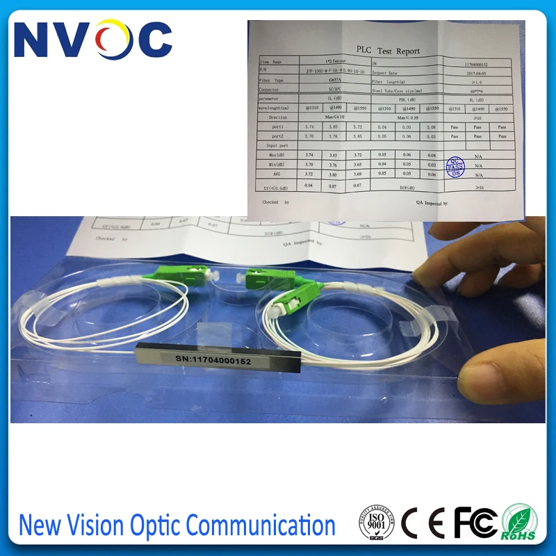 10 шт./лот GPON GEPON 1x2 FTTH стальная труба мини-блок 1 м 0 9 мм SC/APC соединитель