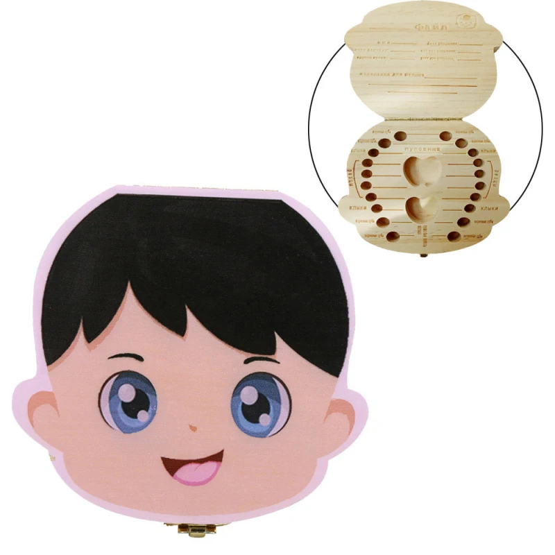Милый детский ящик с зубами на русском языке деревянная коробка Lanugo Hair Save Collect