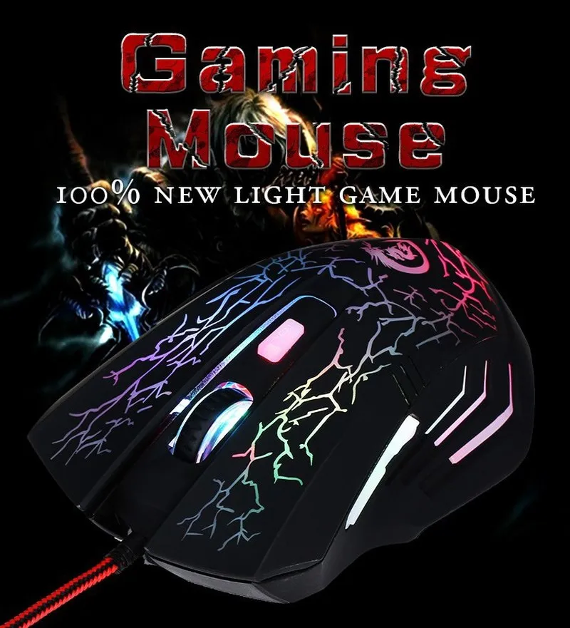 Basix Wired Gaming Mouse 6 Buttons 5500DPI Optical Colorful LED Light Computer Mice for Desktop Laptop | Компьютеры и офис