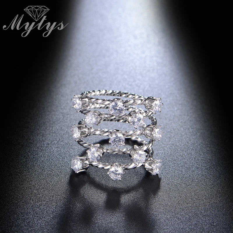 Mytys многослойное кольцо для пальцев с зубеком и цирконием женщин подарок R1081|finger