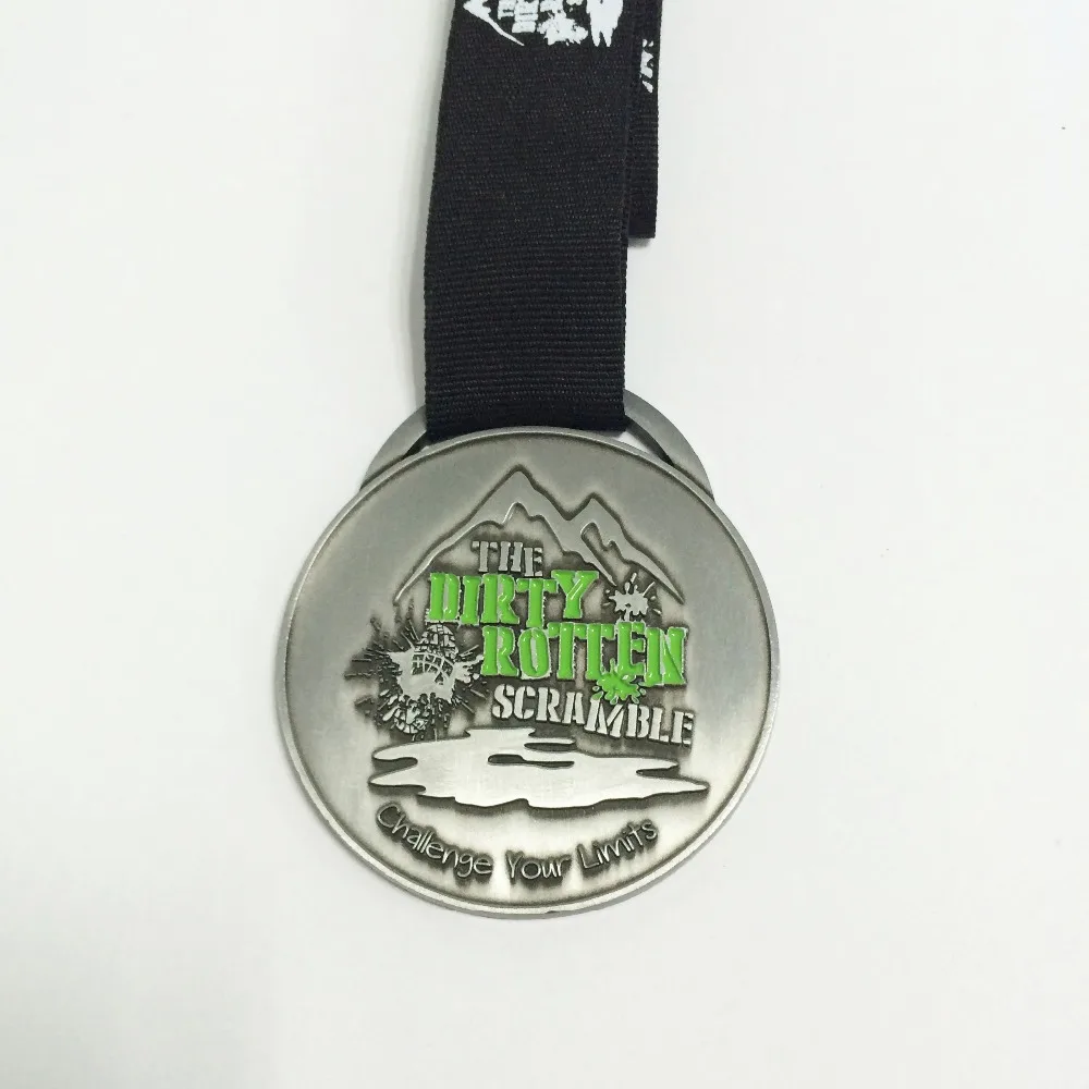 

customized race medal in soft enamel with medal ribbon--57.2mm diameter--200pcs