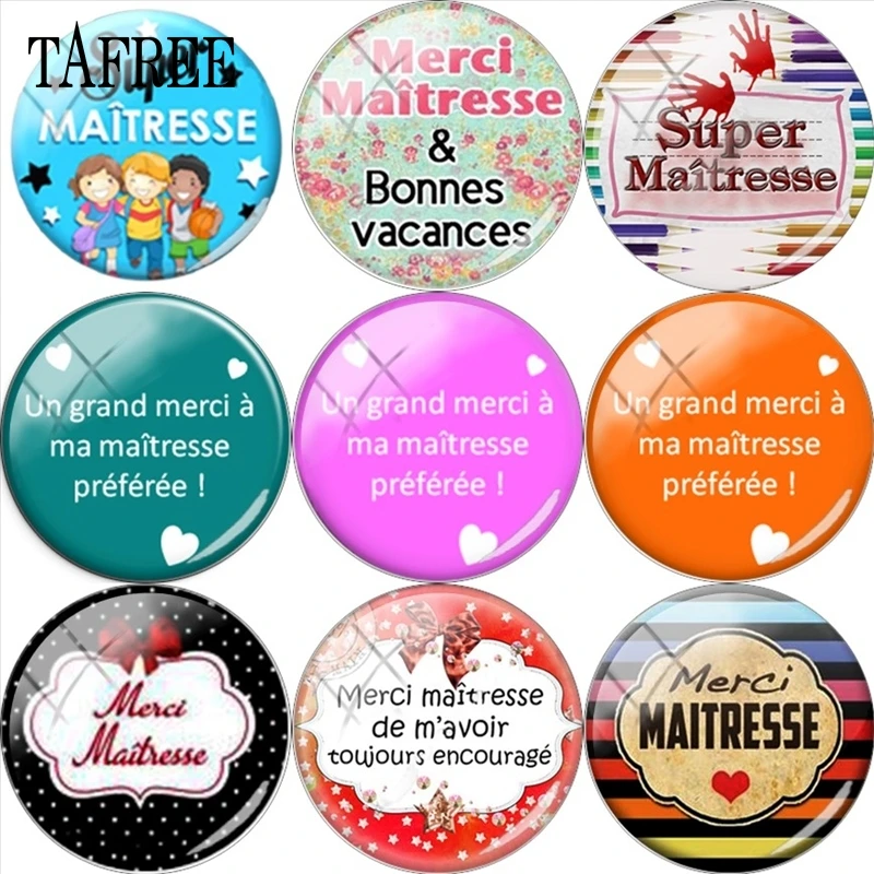 TAFREE Merci Maitresse & Bonnes Vacances с фокусным расстоянием 25 мм DIY кабошоны разрисованные