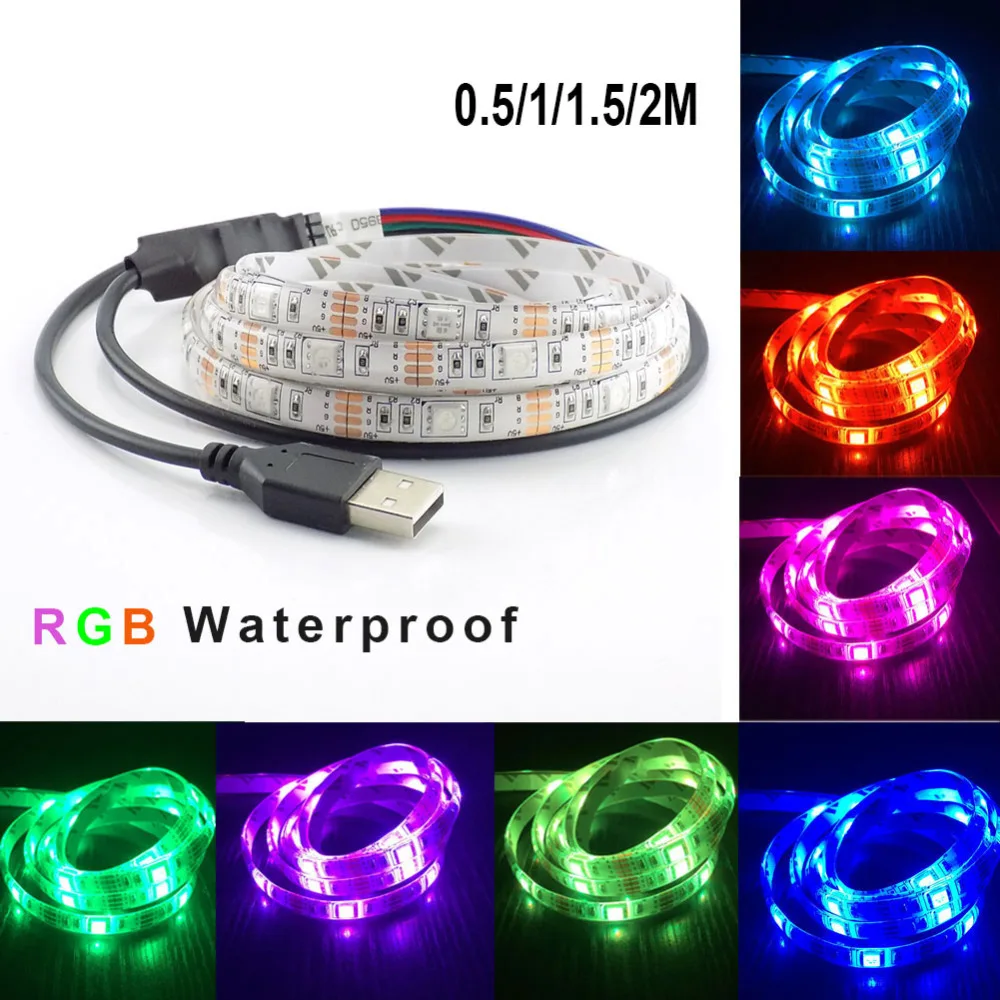 5 в постоянного тока USB RGB Светодиодная лента водонепроницаемая светодиодная smd 5050