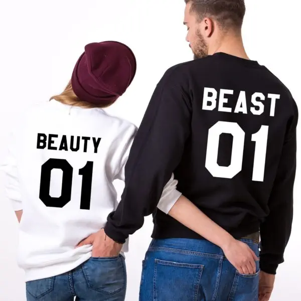 Beauty Beast 01 одинаковые пары свитшоты женские топы мужские унисекс длинный рукав