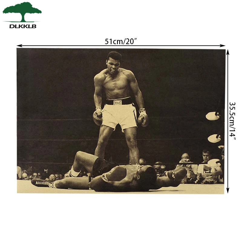 DLKKLB Мухаммед Али винтажная Наклейка на стену 51x35 5 см