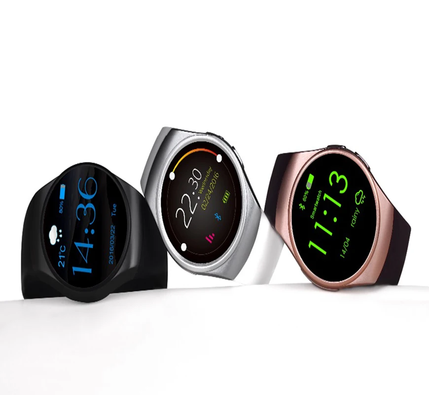 Kw18 Smart Watch ES SIM mtk2502c 1.3 дюймов SmartWatch серебряный/золотой/черный с пульсометр