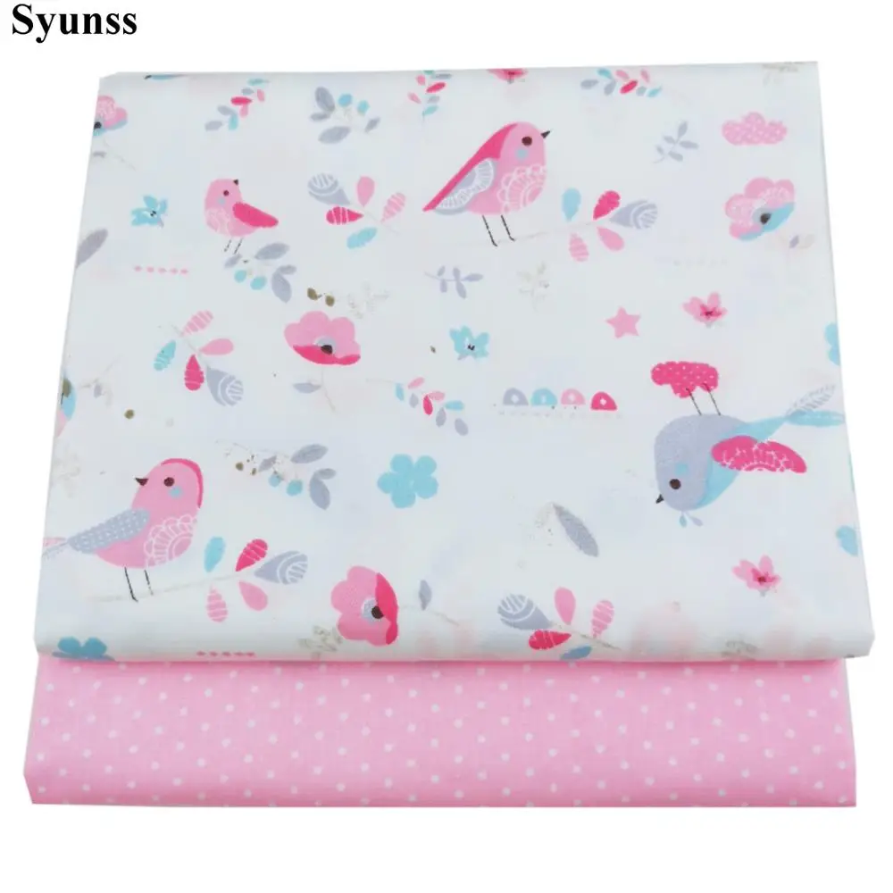 Syunss розовая саржевая хлопчатобумажная ткань с цветочным принтом в горошек