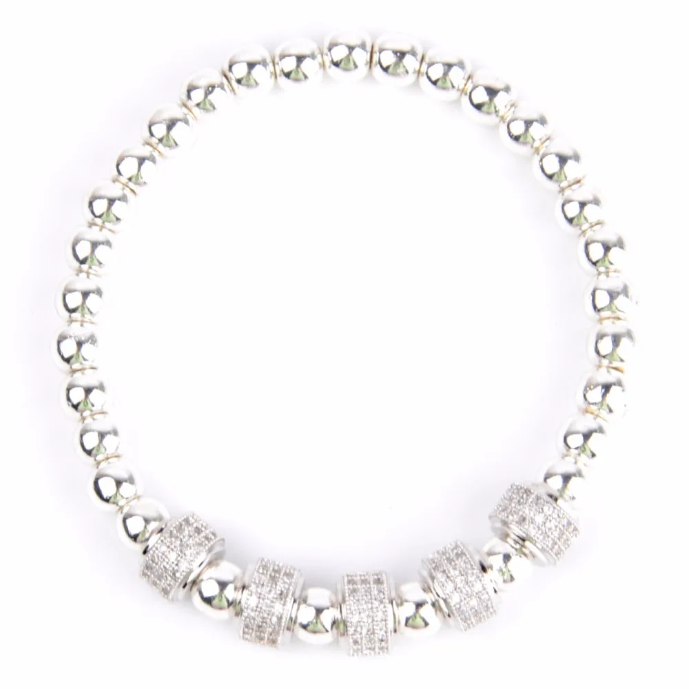 Luxury CZ Tube Charm Bracelet Men Wristband Natural Stone Hematite Beaded Bracelets Bangles Women Jewelry Father's Day gift | Украшения