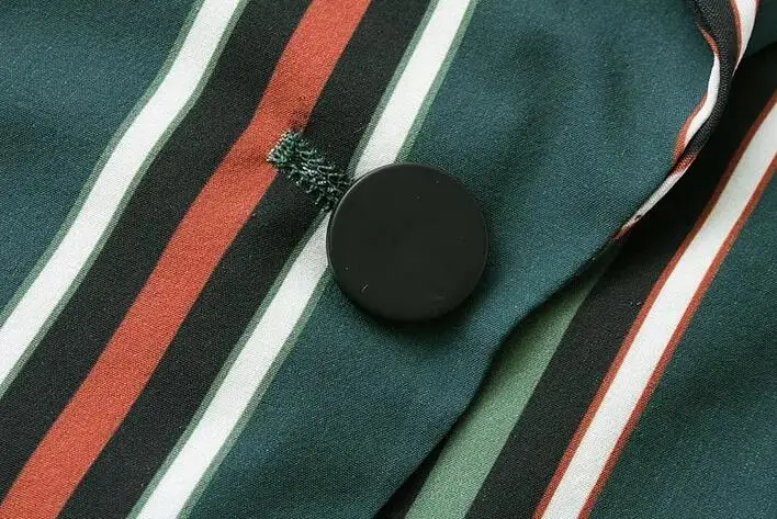 Chic Contrast Dark Green Vertical Striped Blazer 2017 Autumn New Woman Notched Collar Slim fit Suit Jacket | Женская одежда