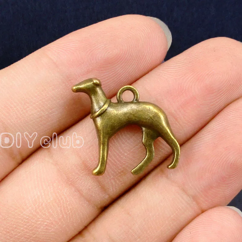 20pcs-Dog подвески Whippet или Greyhound Шарм кулон античное серебро/бронза тон 2 сторонний
