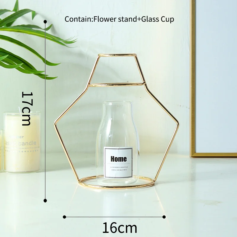 C-Flower stand-Cup RUX WORKSHOP в скандинавском стиле ваза для украшения интерьера Золотой железной проволоки вазы высушенные цветочные украшения для дома вечерние украшения - Цвет: C-Flower stand-Cup