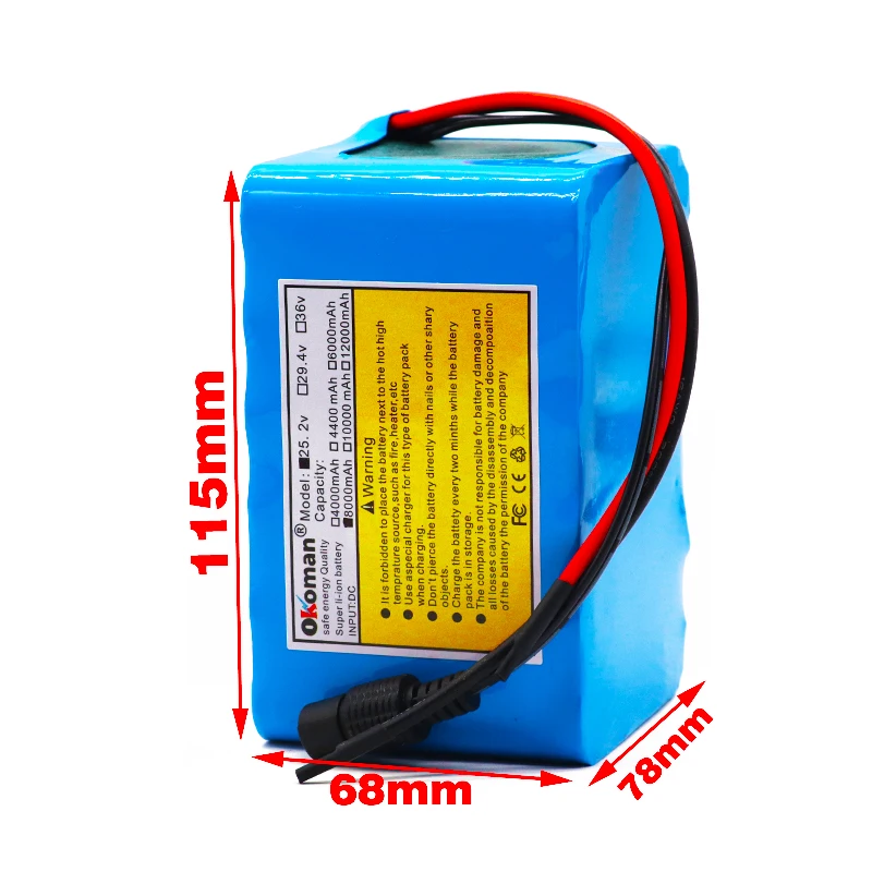 Okoman 24 V 8Ah 6S4P 18650 литий-ионный аккумулятор 25 2 v 8000 mAh Электрический велосипед