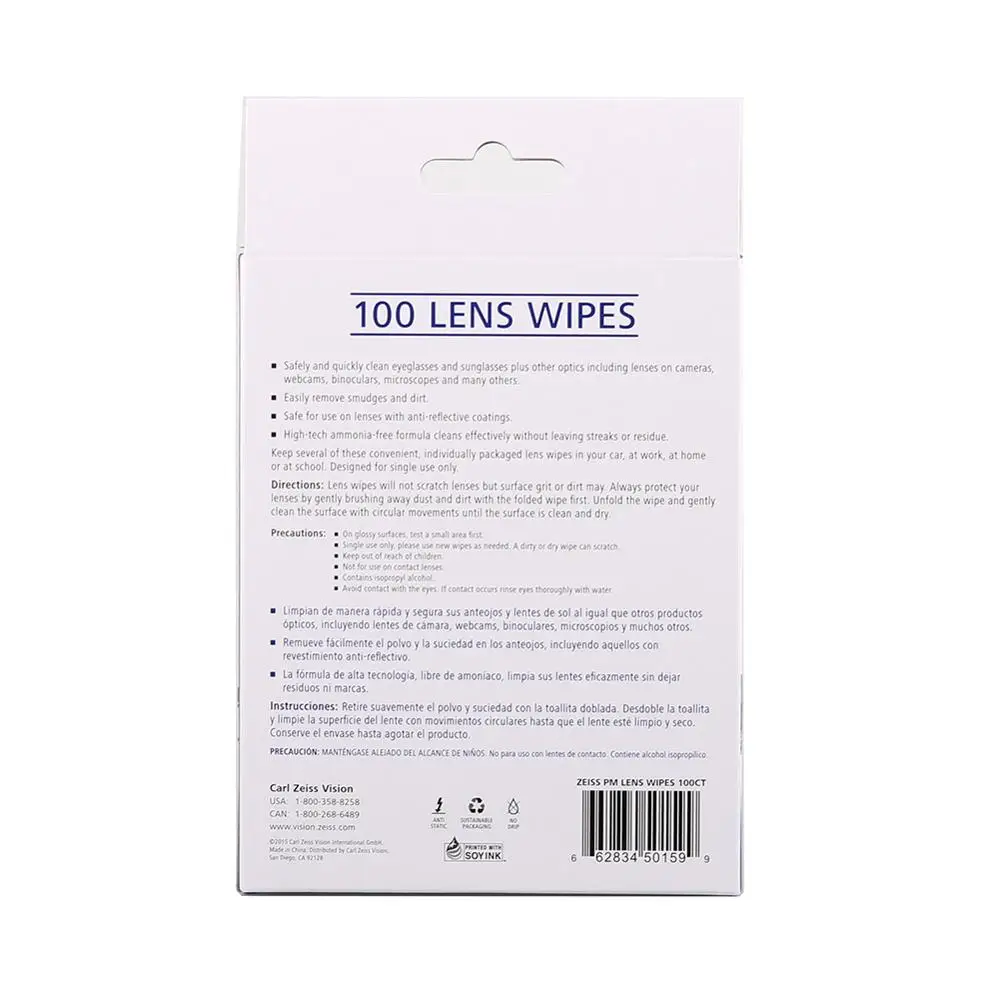 100 отсчетов Zeiss Промышленные Чистящие Салфетки для оптических линз на