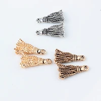 10pcsbag vintage style tassel charms bracelets sling tassel alloy pendant for diy earring jewelry accessories craft yz069